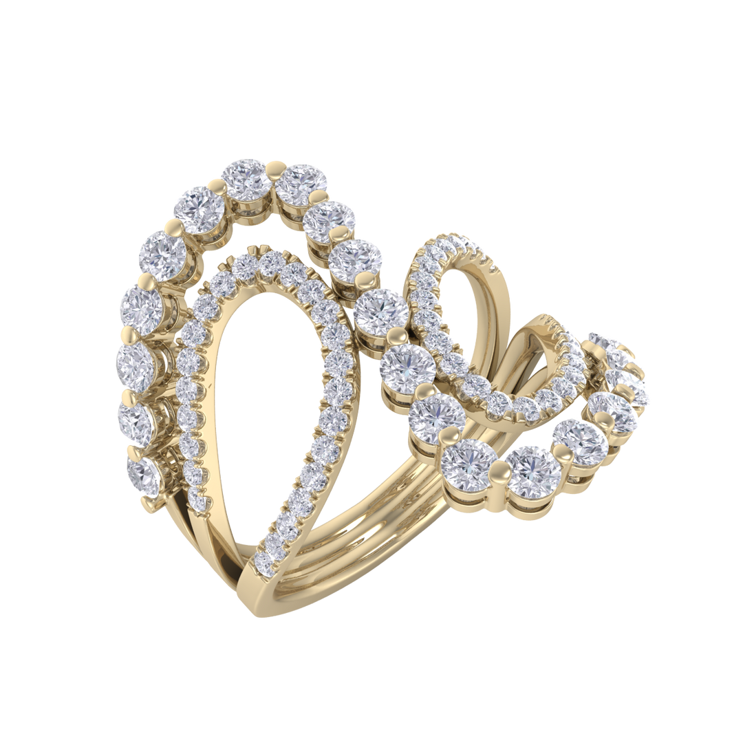 Intertwined ring in rose gold with white diamonds of 1.20 ct in weight