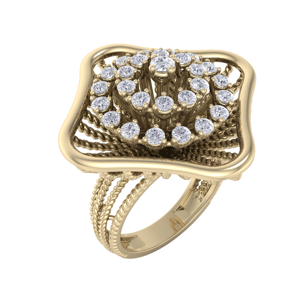Statement ring in rose gold with white diamonds of 0.98 ct in weight