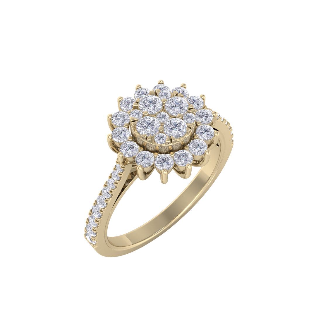 Beautiful ring in rose gold with white diamonds of 0.74 ct in weight