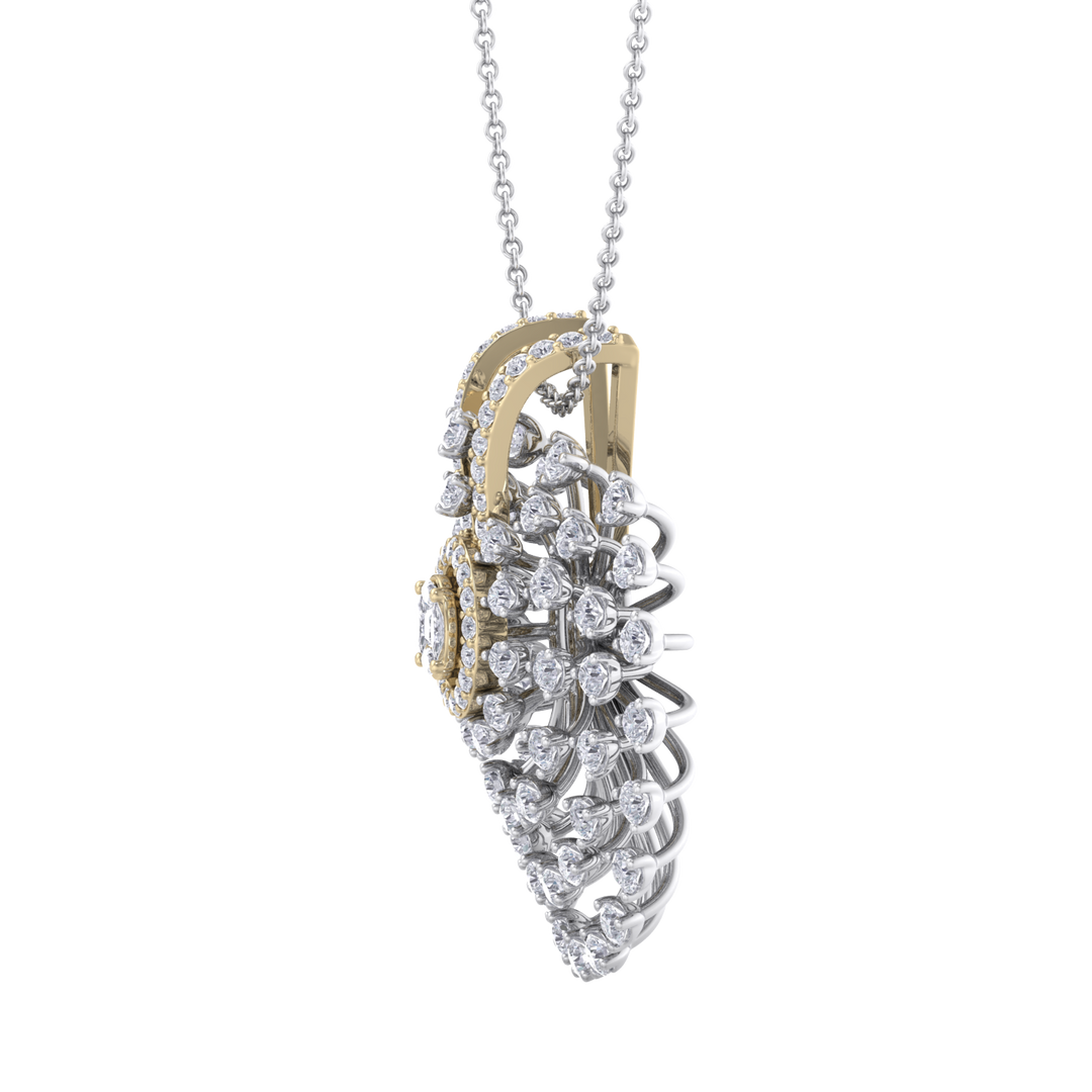 Flower Pendant in rose gold with white diamonds of 2.08 ct in weight