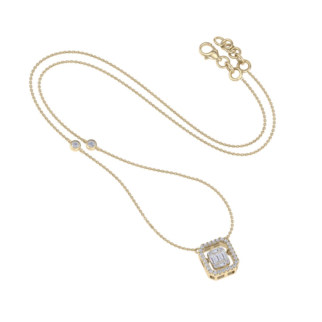 Square necklace in yellow gold with white diamonds of 0.59 ct in weight