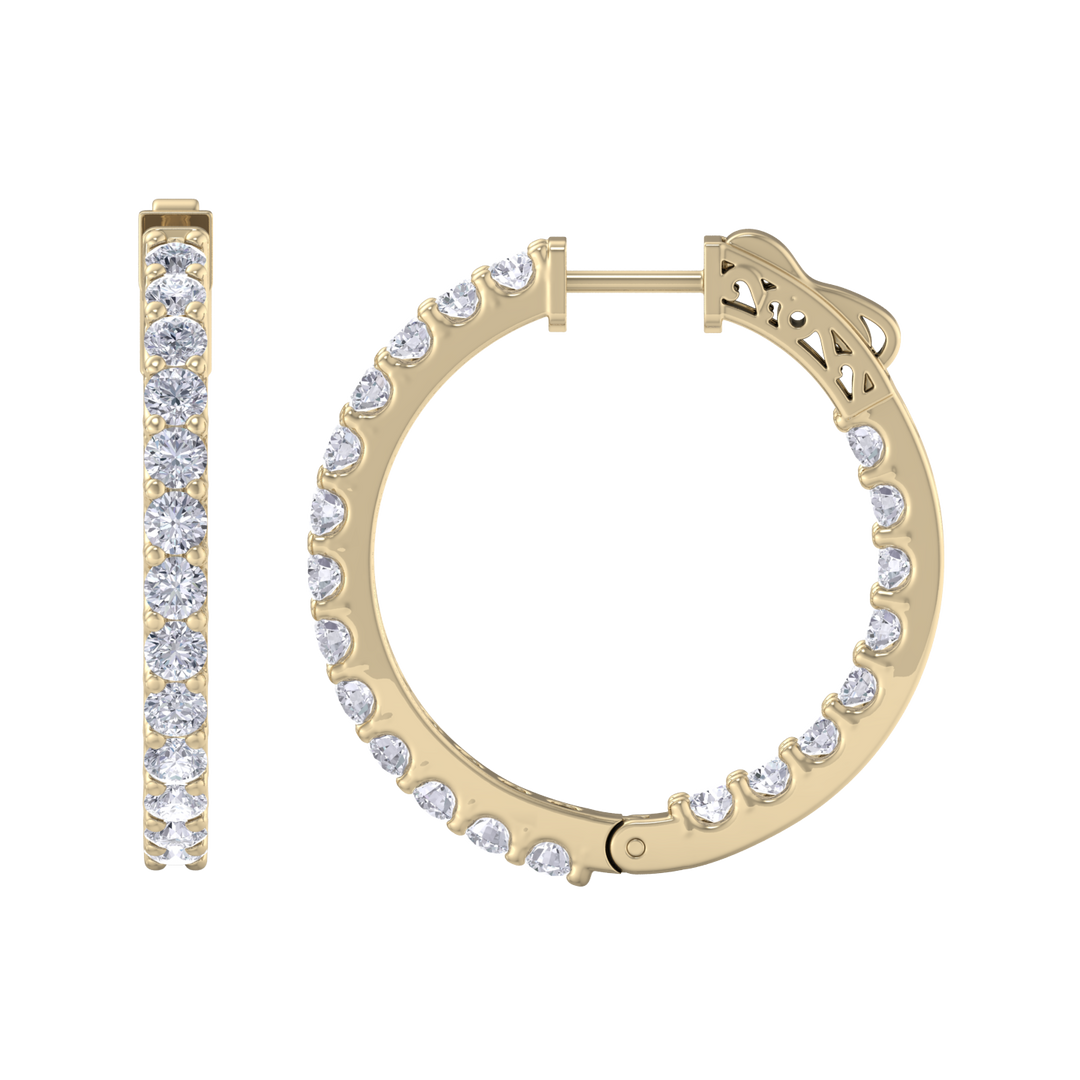 Diamond eternity hoop earrings in white gold with white diamonds of 2.92 ct in weight