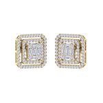 Load image into Gallery viewer, Square earrings in yellow gold with baguette white diamonds of 0.78 ct in weight
