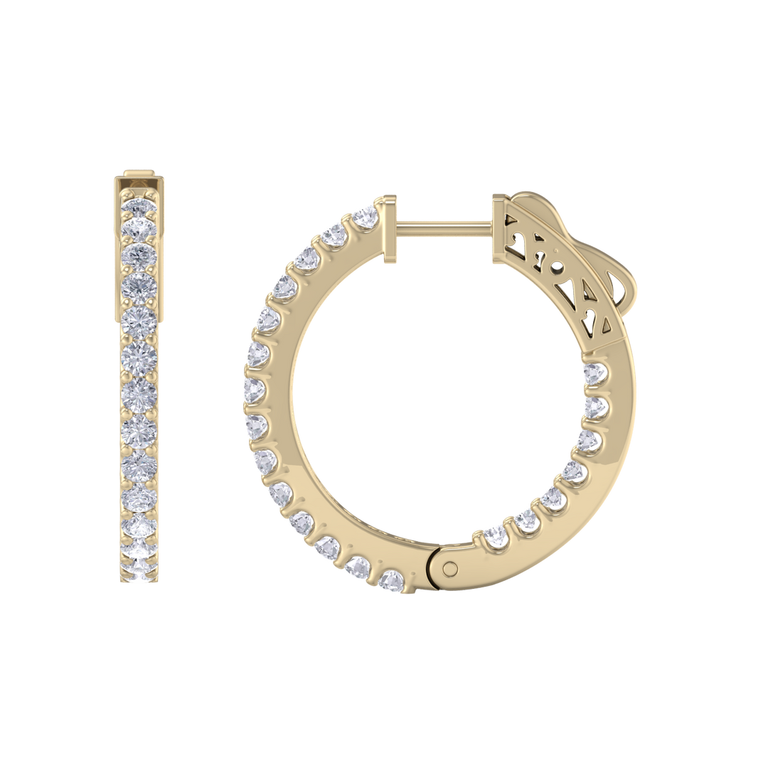 Diamond eternity hoop earrings in rose gold with white diamonds of 1.50 ct in weight