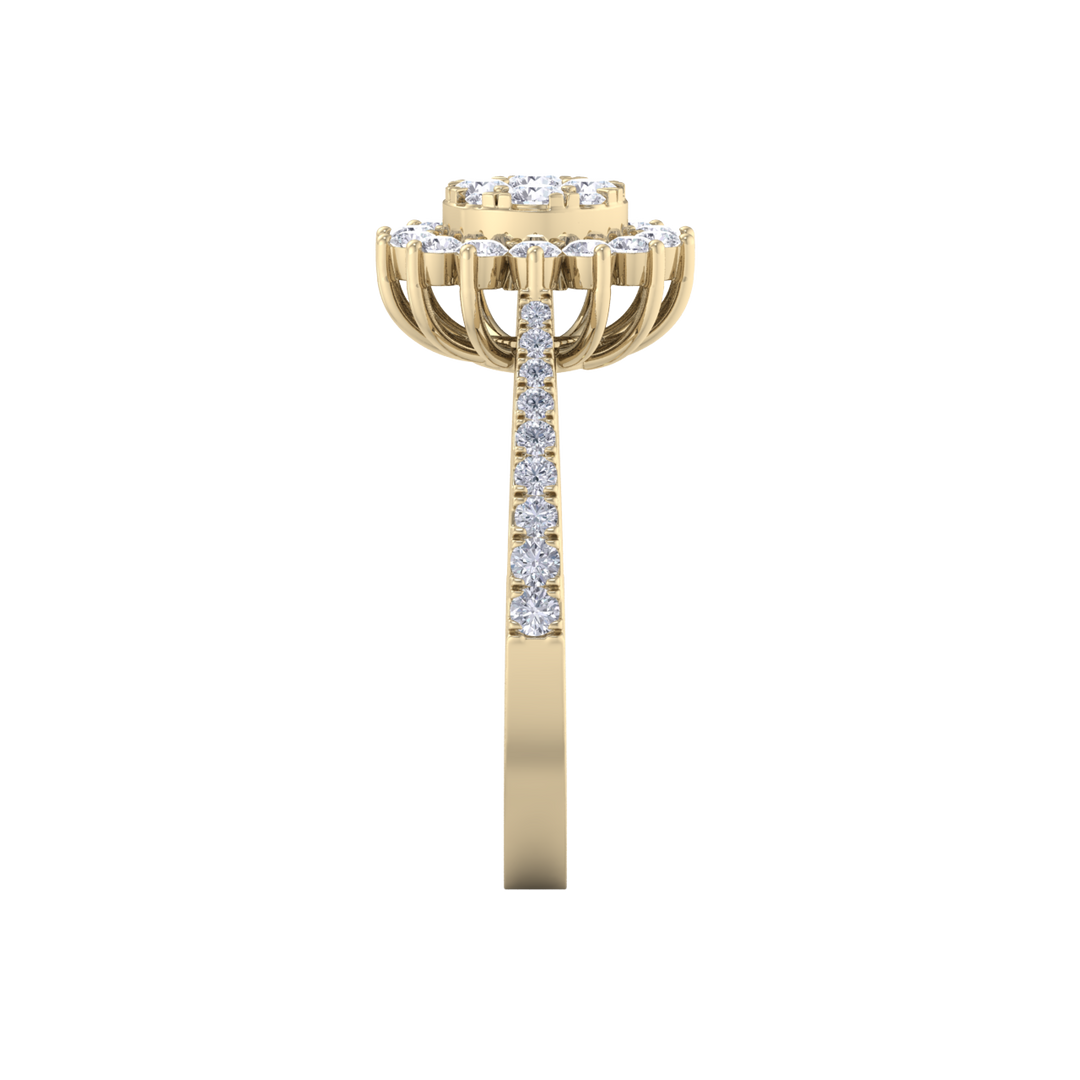 Beautiful ring in rose gold with white diamonds of 0.74 ct in weight