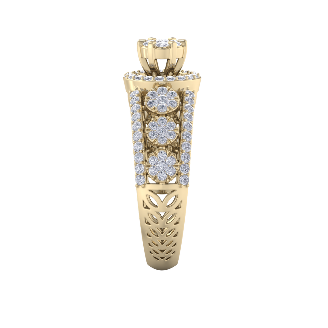 Beautiful ring in yellow gold with white diamonds of 1.28 ct in weight