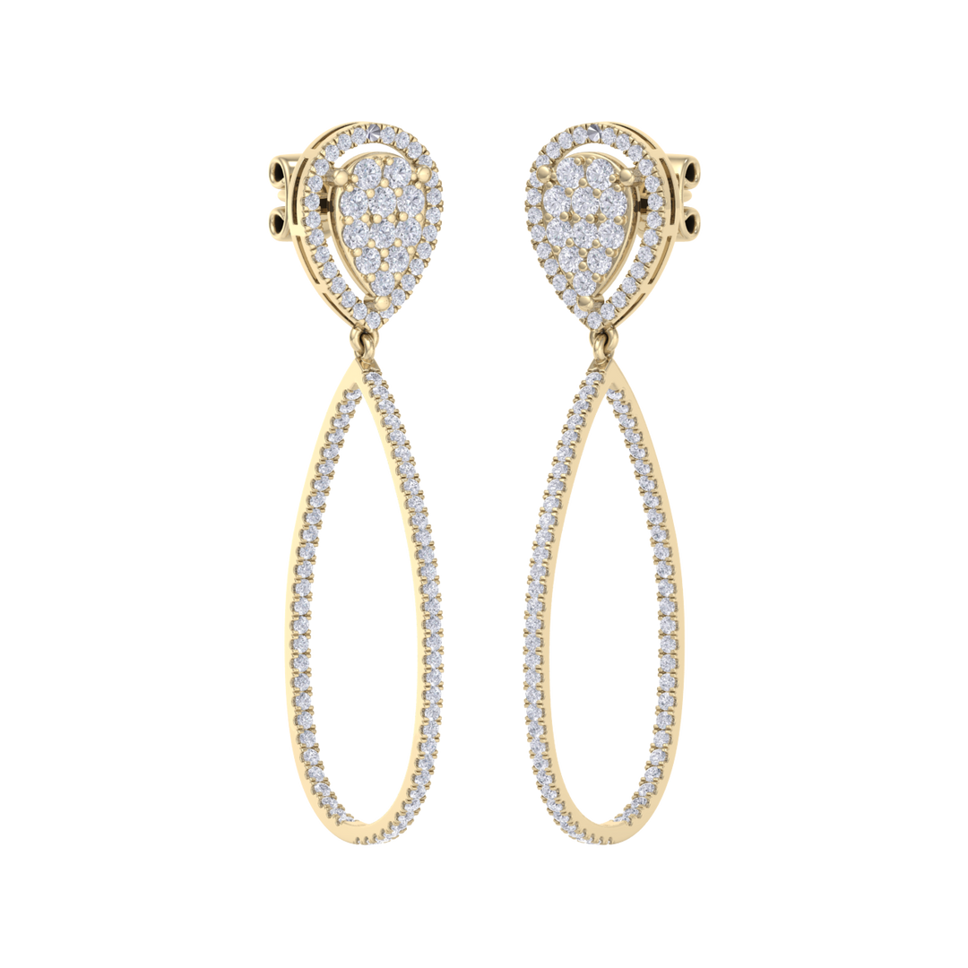 Dangle hoop earrings in white gold with white diamonds of 1.11 ct in weight