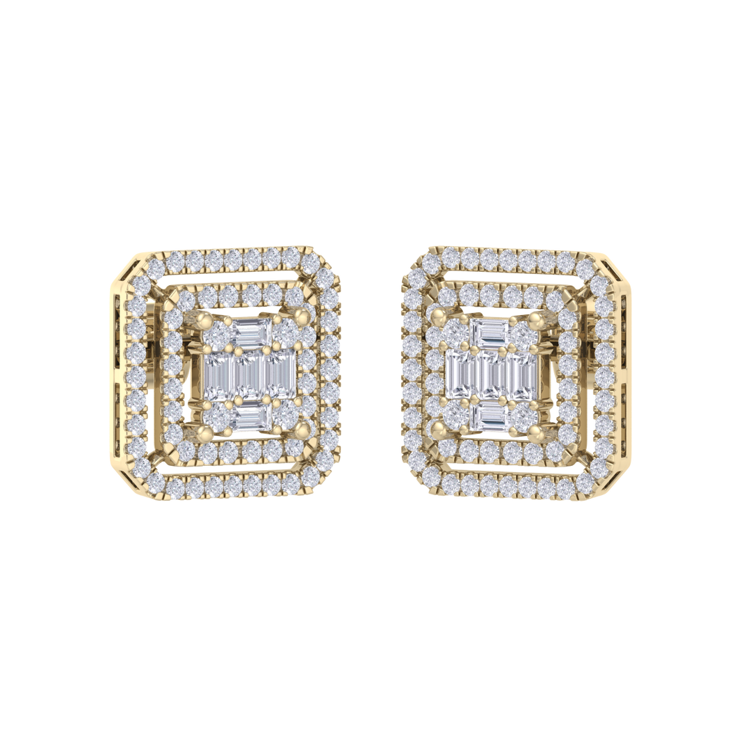 Square earrings in white gold with baguette white diamonds of 0.78 ct in weight