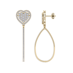 Load image into Gallery viewer, Dangle hoop earrings with hearts in white gold with white diamonds of 1.42 ct in weight
