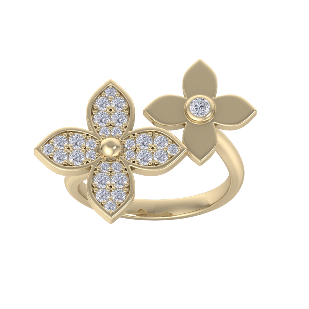 Ring with flowers in white gold with white diamonds of 0.56 ct in weight