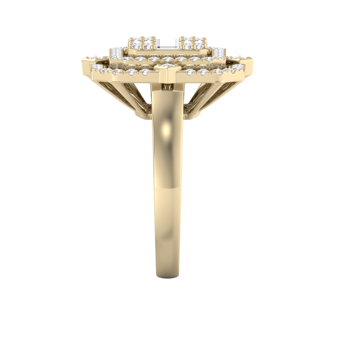 Grande square diamond ring in white gold with white diamonds of 1.36 ct in weight