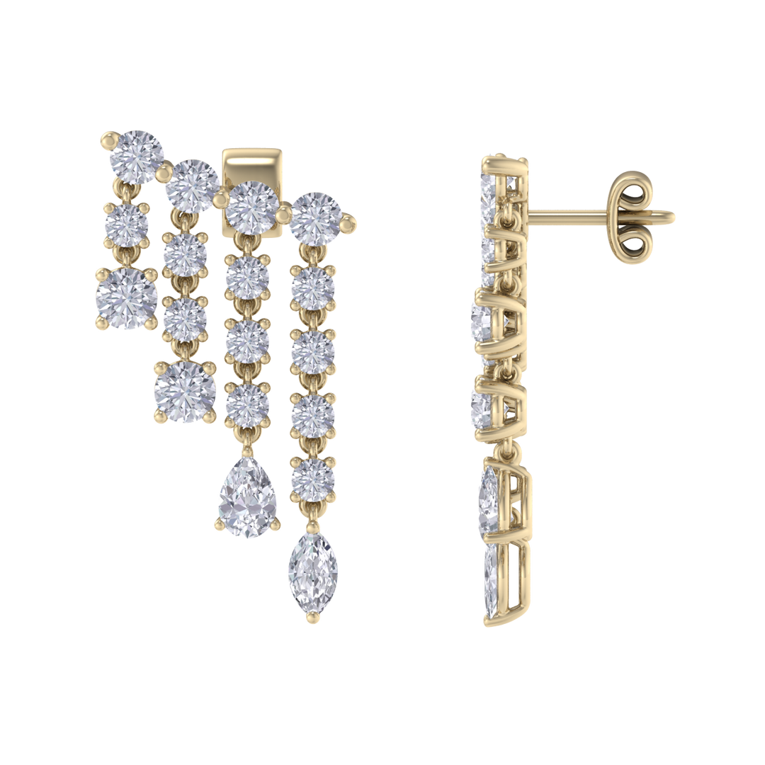 Climber dangle earrings in rose gold with white diamonds of 3.01 ct in weight