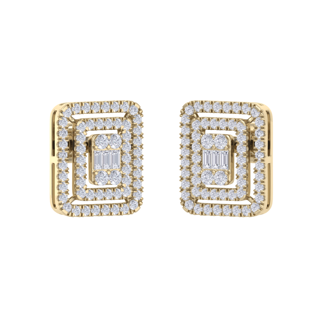 Square stud earrings in white gold with white diamonds of 1.83 ct in weight