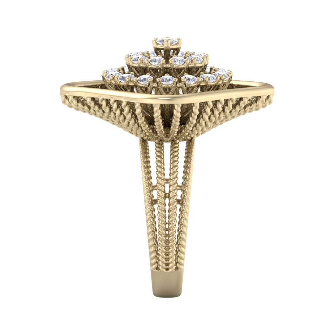 Statement ring in rose gold with white diamonds of 0.98 ct in weight