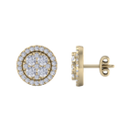 Load image into Gallery viewer, Round cluster stud earrings in rose gold with white diamonds of 0.98 ct in weight
