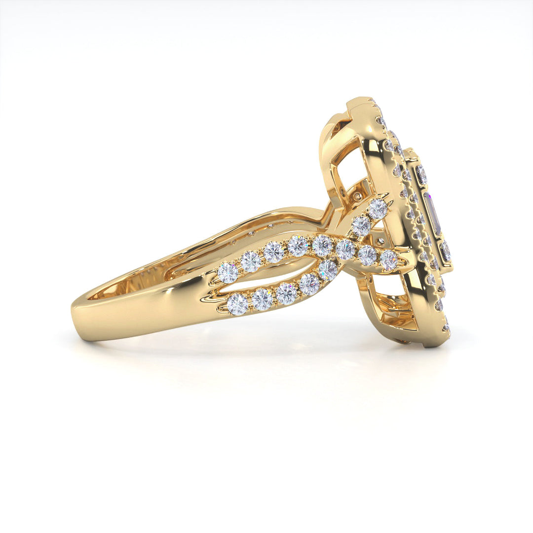 Fashion ring in yellow gold with white diamonds of 0.67 ct in weight