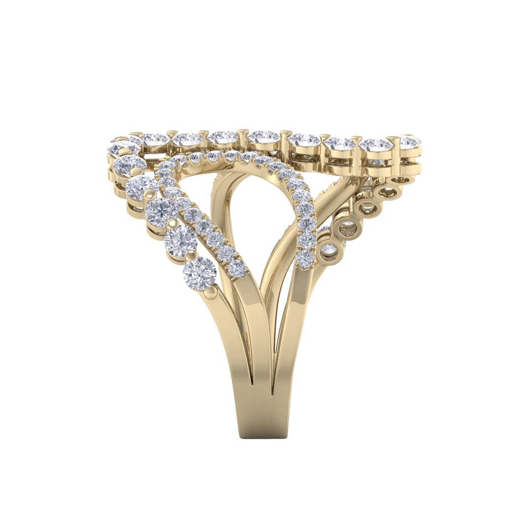 Intertwined ring in rose gold with white diamonds of 1.20 ct in weight