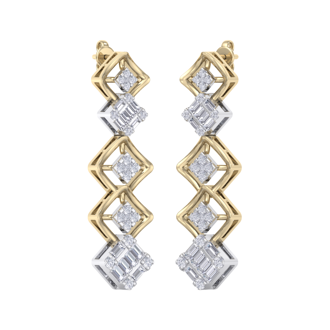 Drop earrings in rose gold with white diamonds of 1.10 ct in weight