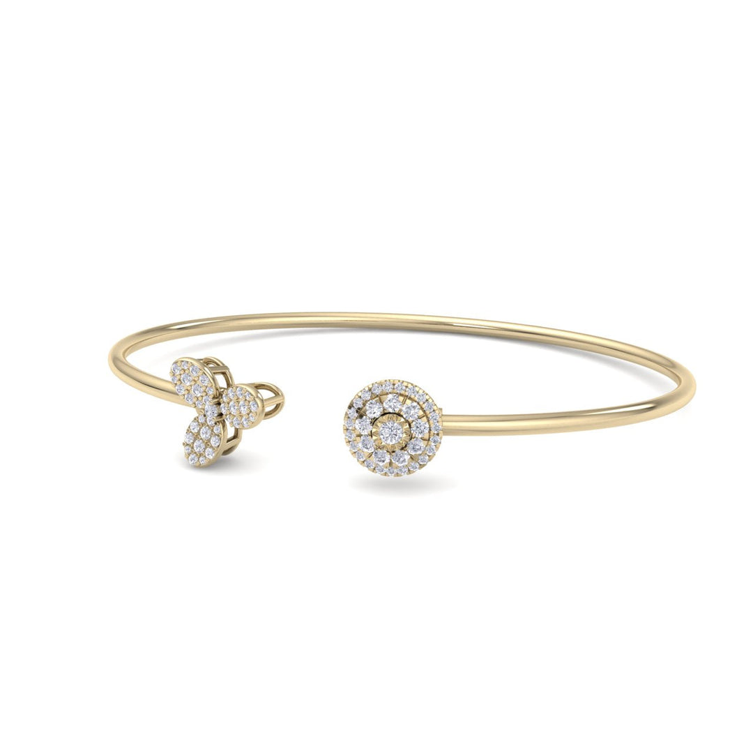 Cuff bracelet in yellow gold with white diamonds of 0.47 ct in weight