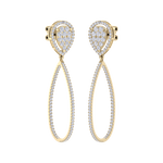 Load image into Gallery viewer, Dangle hoop earrings in yellow gold with white diamonds of 1.11 ct in weight

