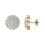 Load image into Gallery viewer, Round stud earrings in yellow gold with white diamonds of 1.38 ct in weight

