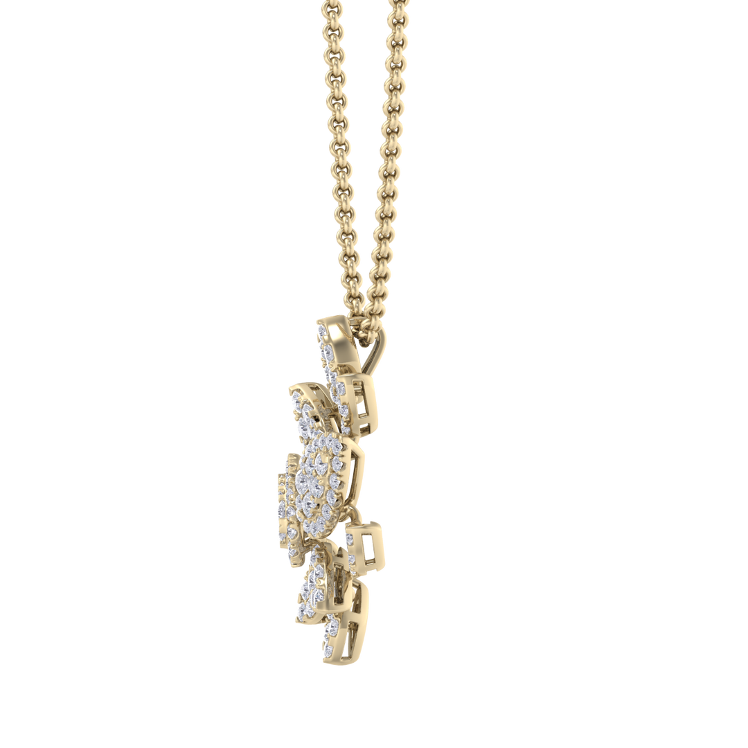 Diamond leaf pendant in rose gold with white diamonds of 2.31 ct in weight