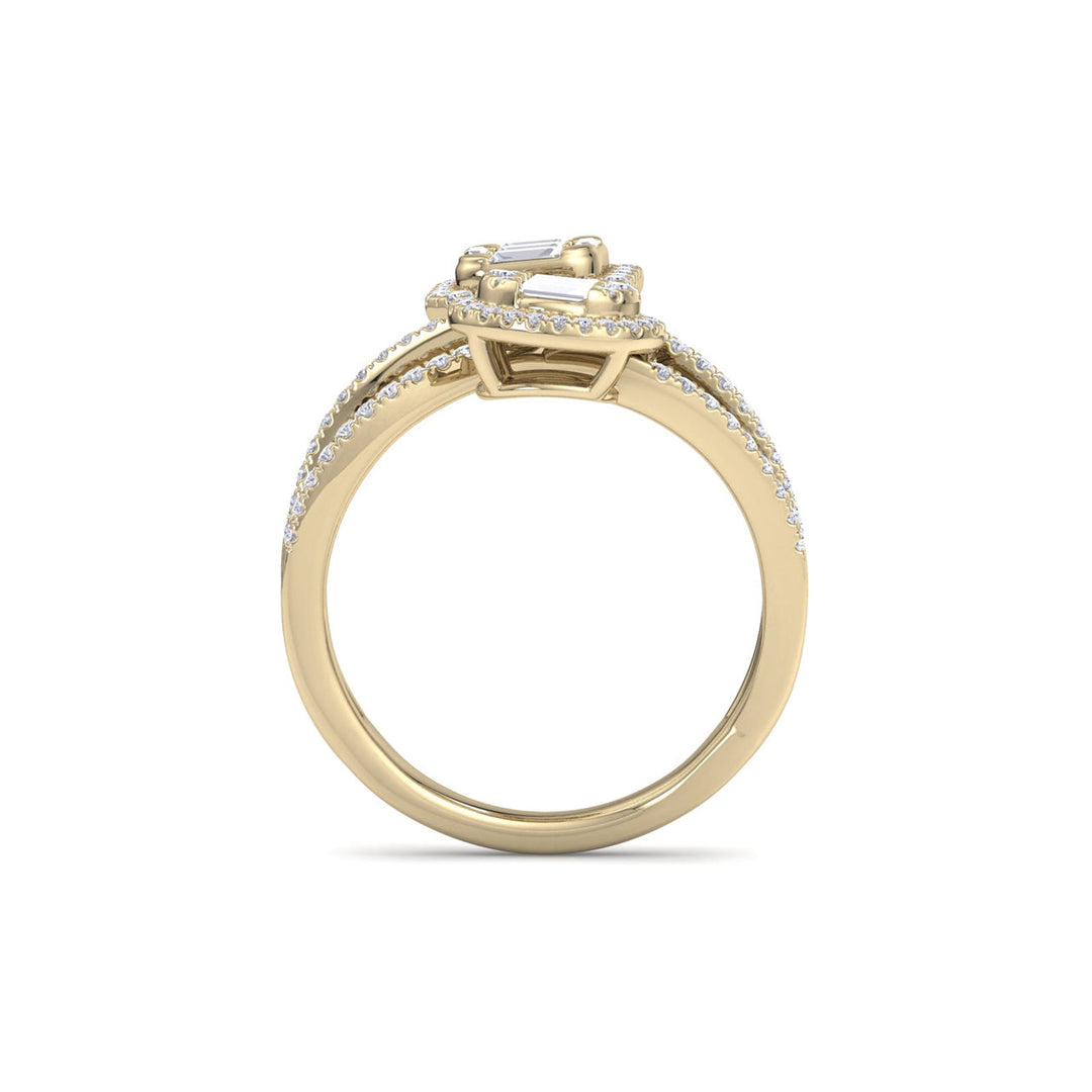 Multi-band ring in yellow gold with white diamonds of 1.02 ct in weight