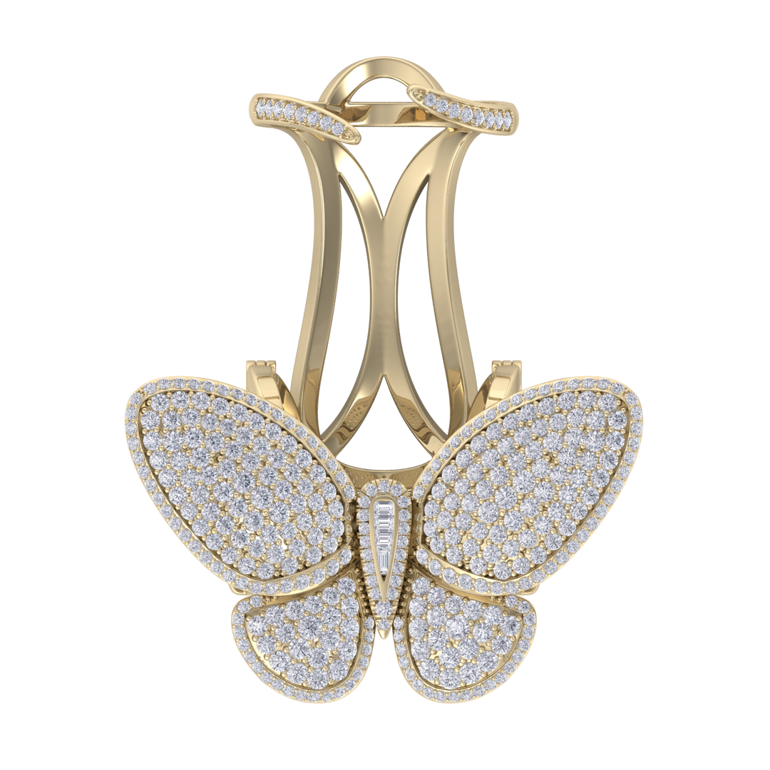 Enchanted butterfly ring in yellow gold with white diamonds of 2.79 ct in weight