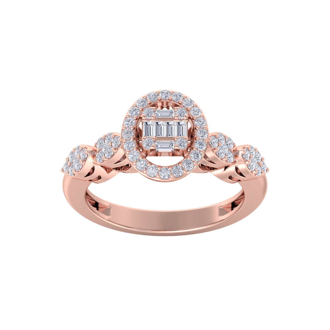 Beautiful ring in yellow gold with white diamonds of 0.52 ct in weight