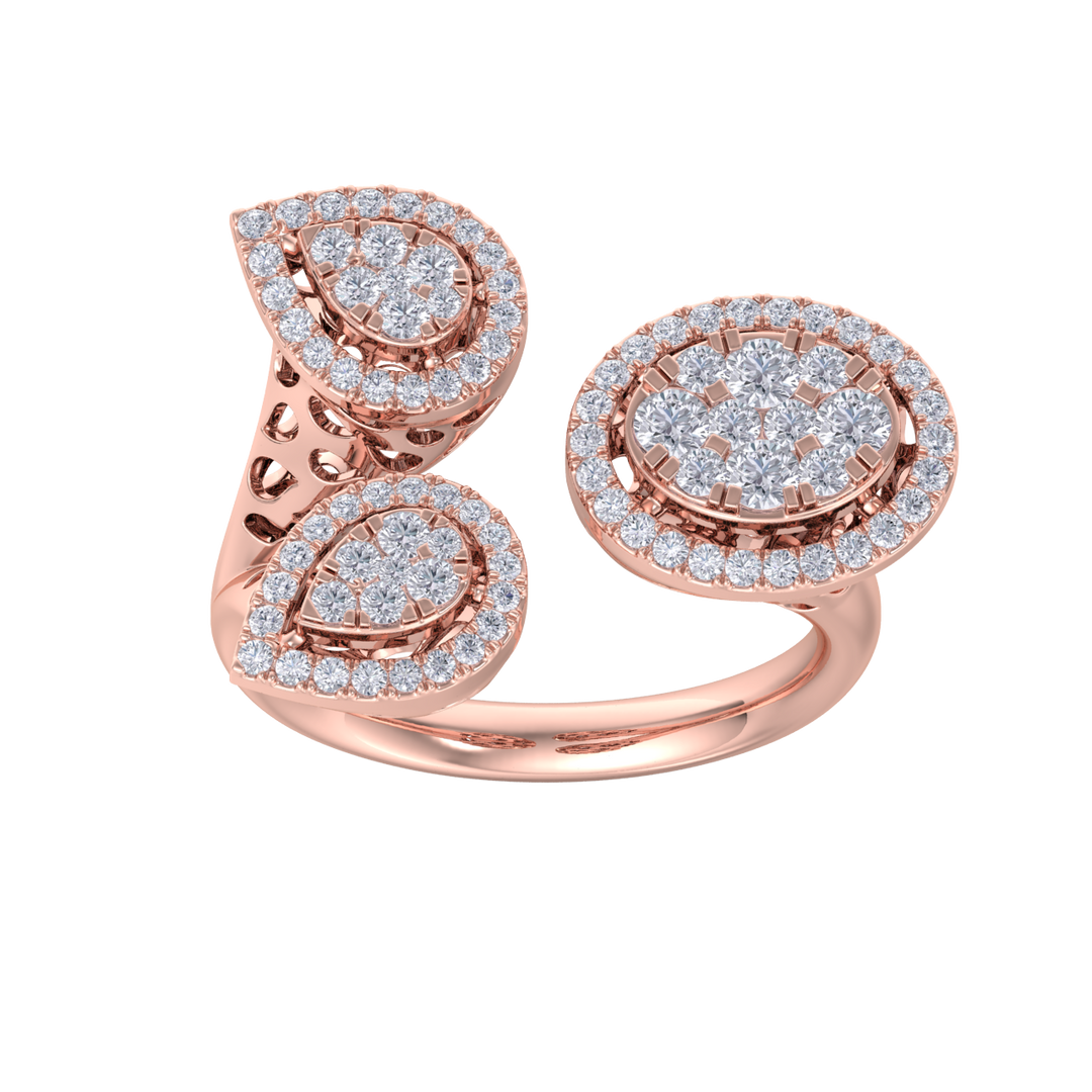 Statement ring in yellow gold with white diamonds of 0.73 ct in weight