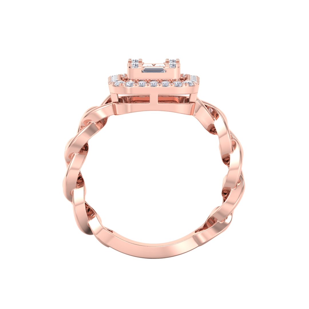 Statement Chain Ring in white gold with white diamonds of 0.41 ct in weight