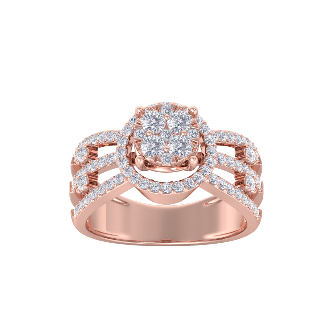 Fashion ring in white gold with white diamonds of 0.75 ct in weight