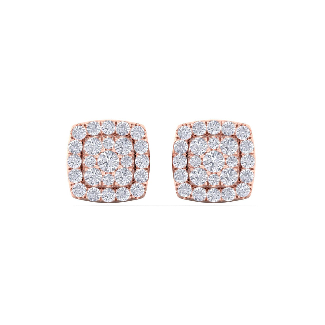 Classic stud earrings in yellow gold with white diamonds of 0.50 ct in weight