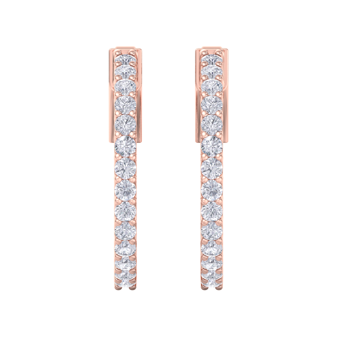 Diamond eternity hoop earrings in yellow gold with white diamonds of 0.98 ct in weight