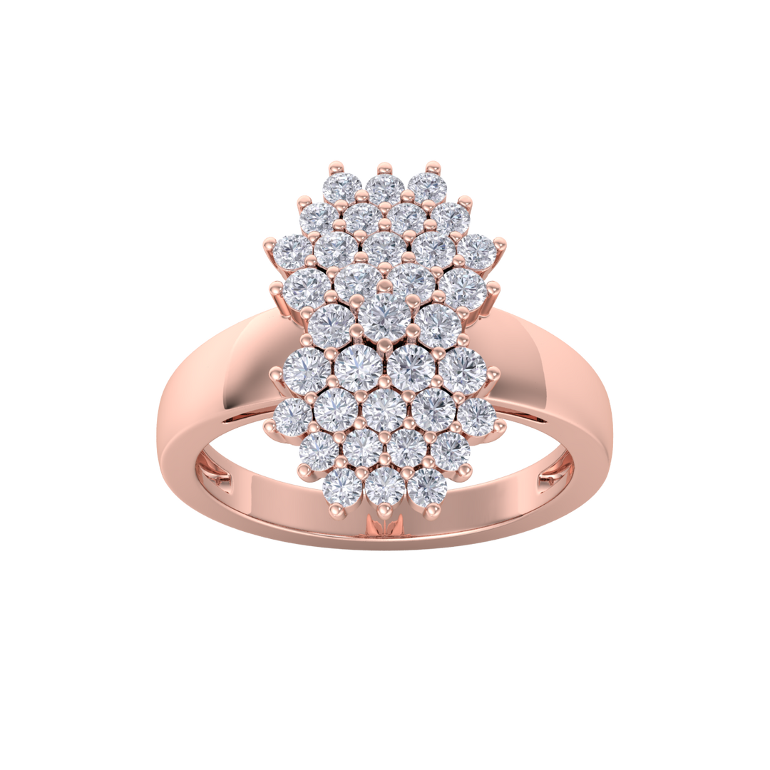 Beautiful ring in rose gold with white diamonds of 1.22 ct in weight