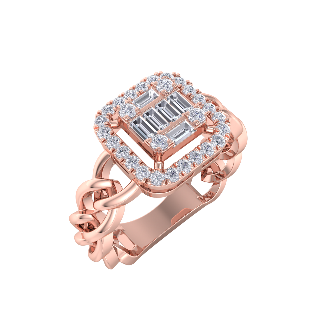 Statement Chain Ring in white gold with white diamonds of 0.41 ct in weight