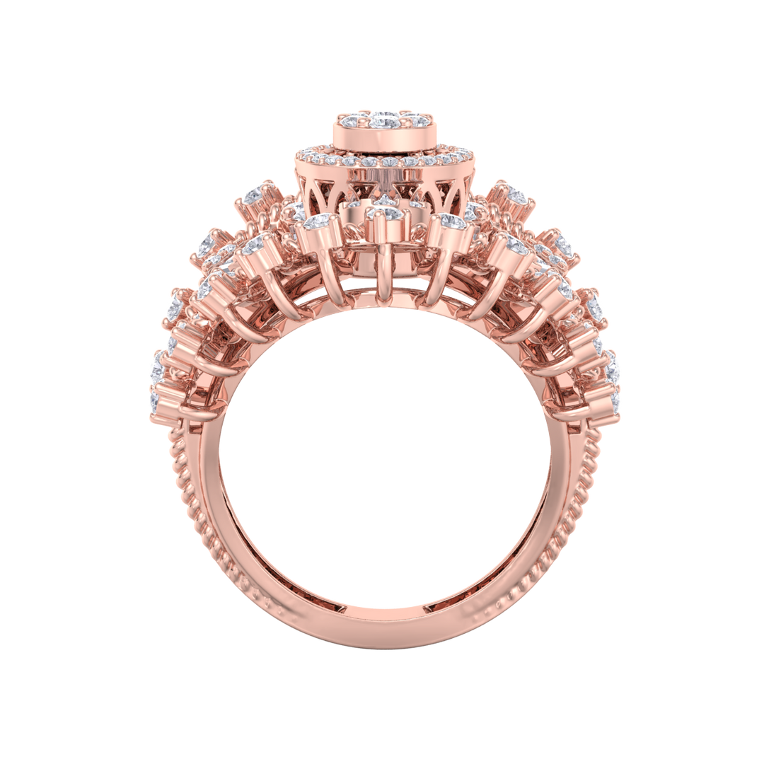 Statement ring in rose gold with white diamonds of 2.69 ct in weight