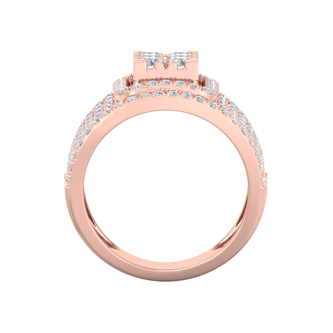 Statement Diamond ring in yellow gold with white diamonds of 1.52 ct in weight