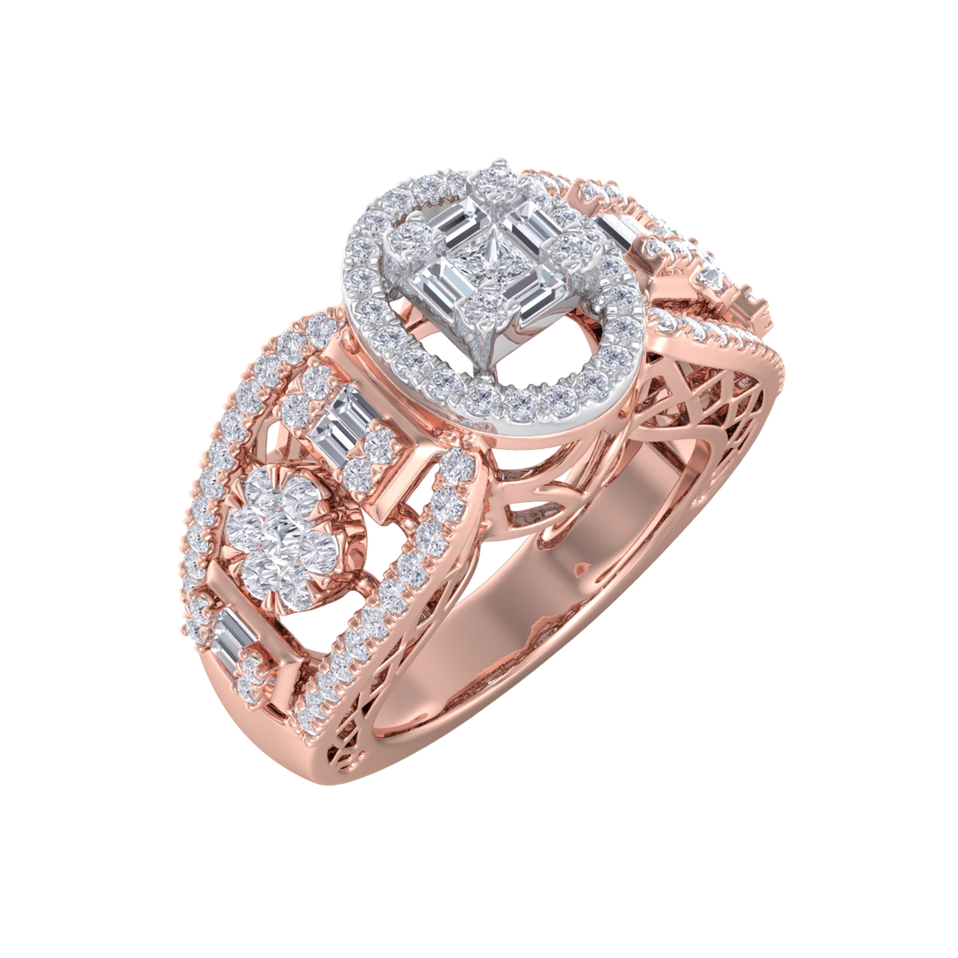 Diamond ring in yellow gold with white diamonds of 0.99 ct in weight
