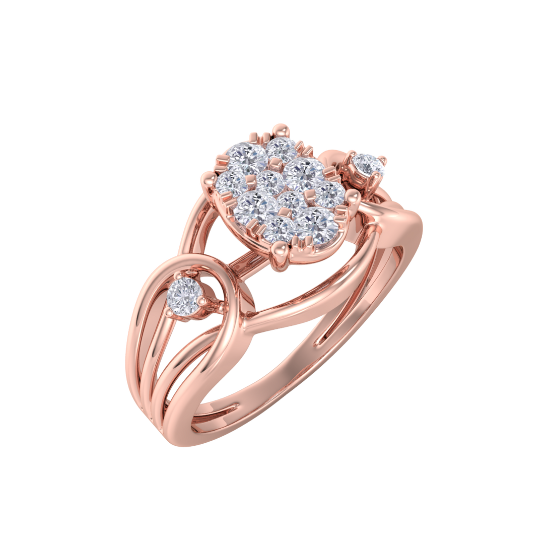 Beautiful ring in rose gold with white diamonds of 0.36 ct in weight