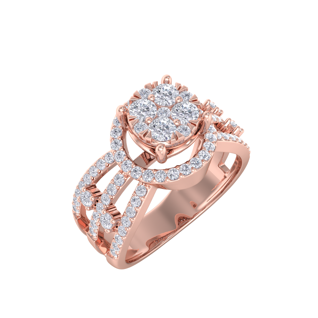 Fashion ring in white gold with white diamonds of 0.75 ct in weight