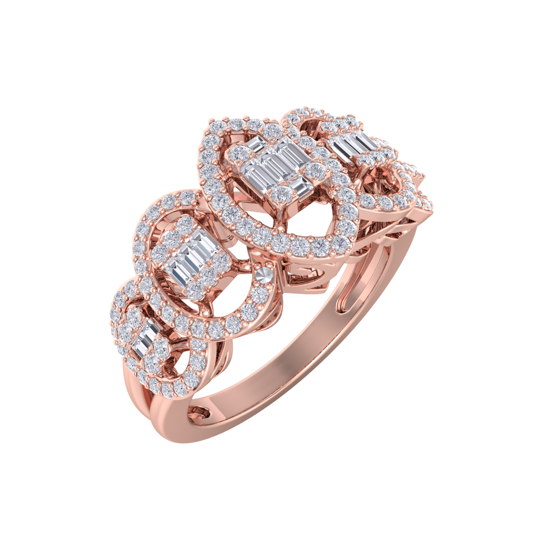 Beautiful ring in rose gold with white diamonds of 0.63 ct in weight
