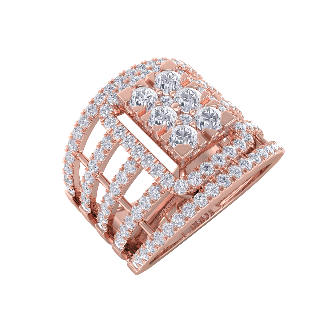 Statement Diamond ring in yellow gold with white diamonds of 1.52 ct in weight