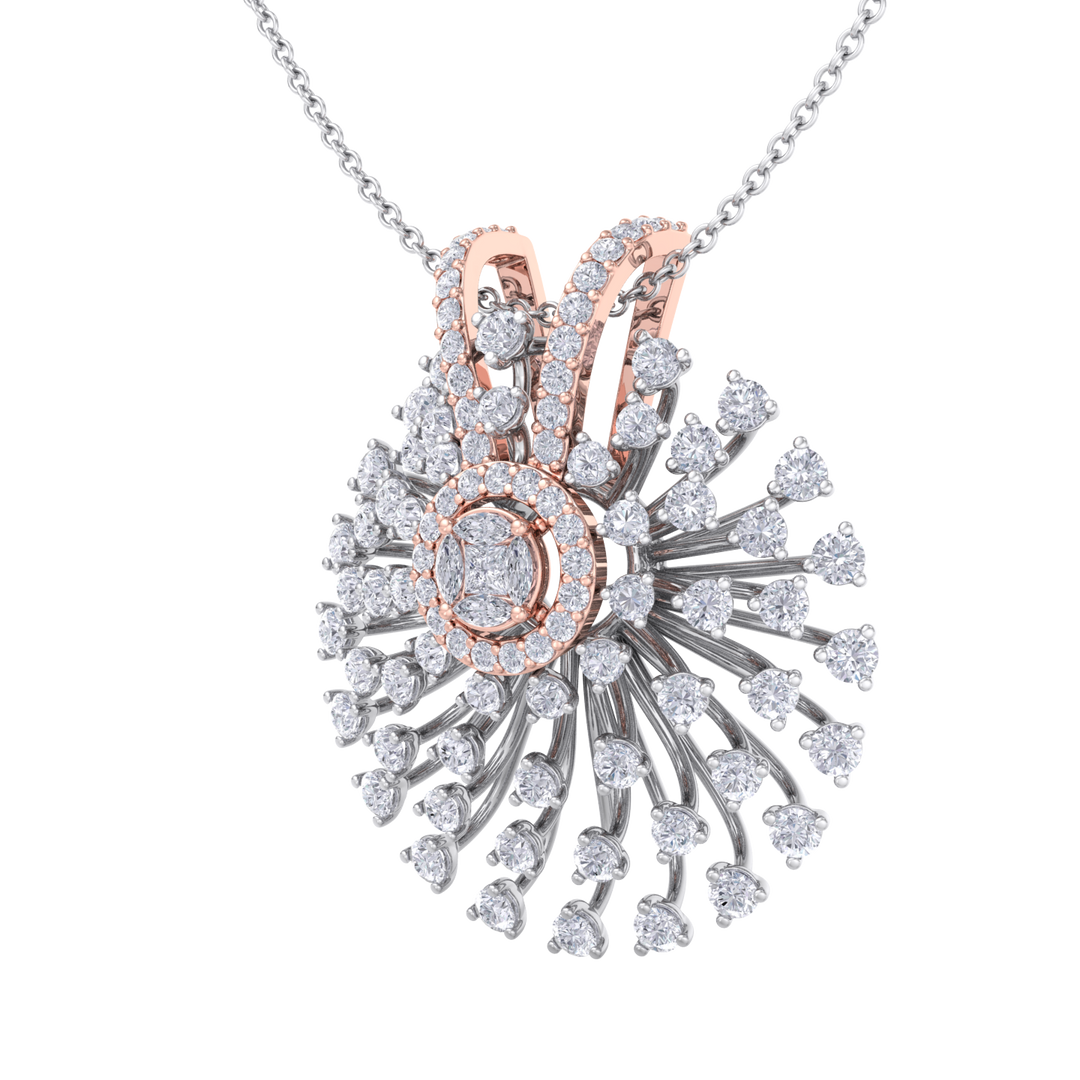 Flower Pendant in rose gold with white diamonds of 2.08 ct in weight