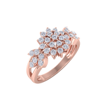 Load image into Gallery viewer, Elegant flower ring in yellow gold with white diamonds of 0.60 ct in weight
