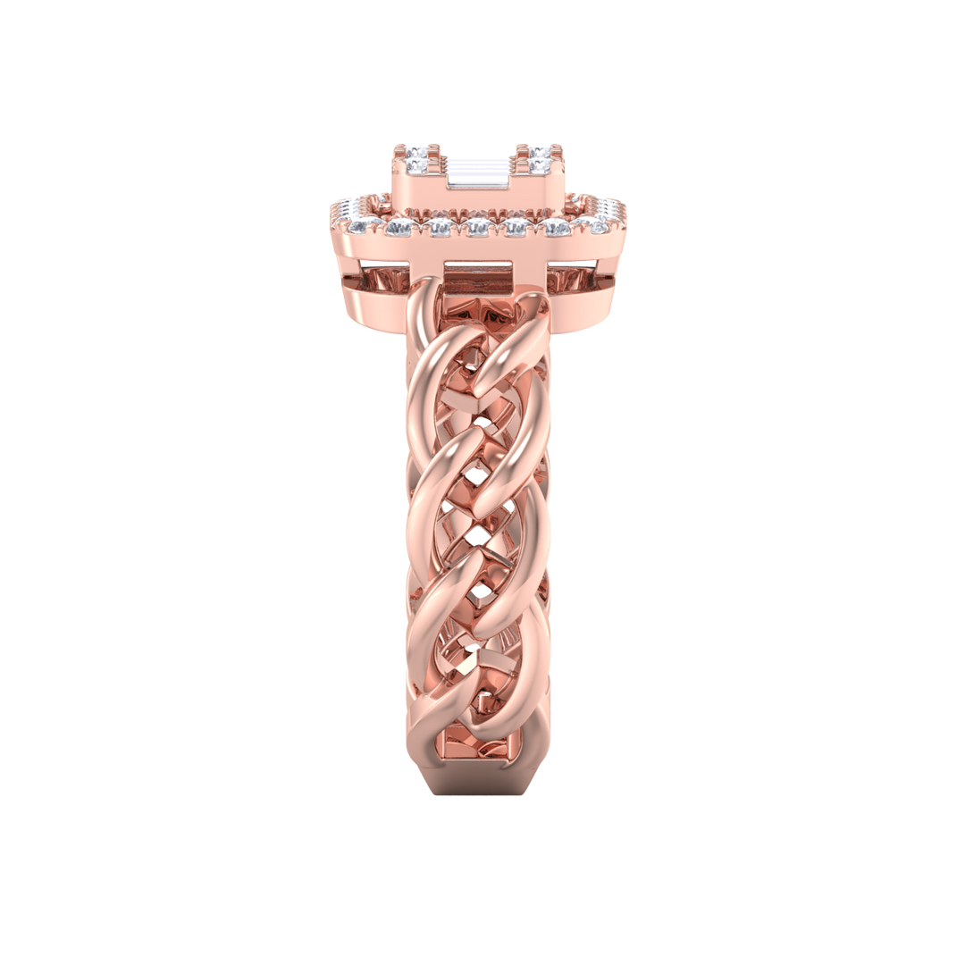 Statement Chain Ring in white gold with white diamonds of 0.41 ct in weight