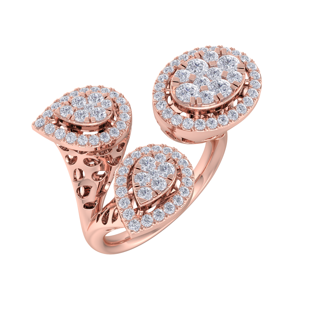 Statement ring in yellow gold with white diamonds of 0.73 ct in weight