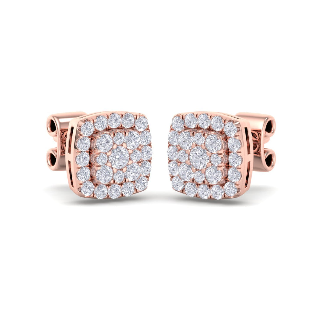 Classic stud earrings in yellow gold with white diamonds of 0.50 ct in weight