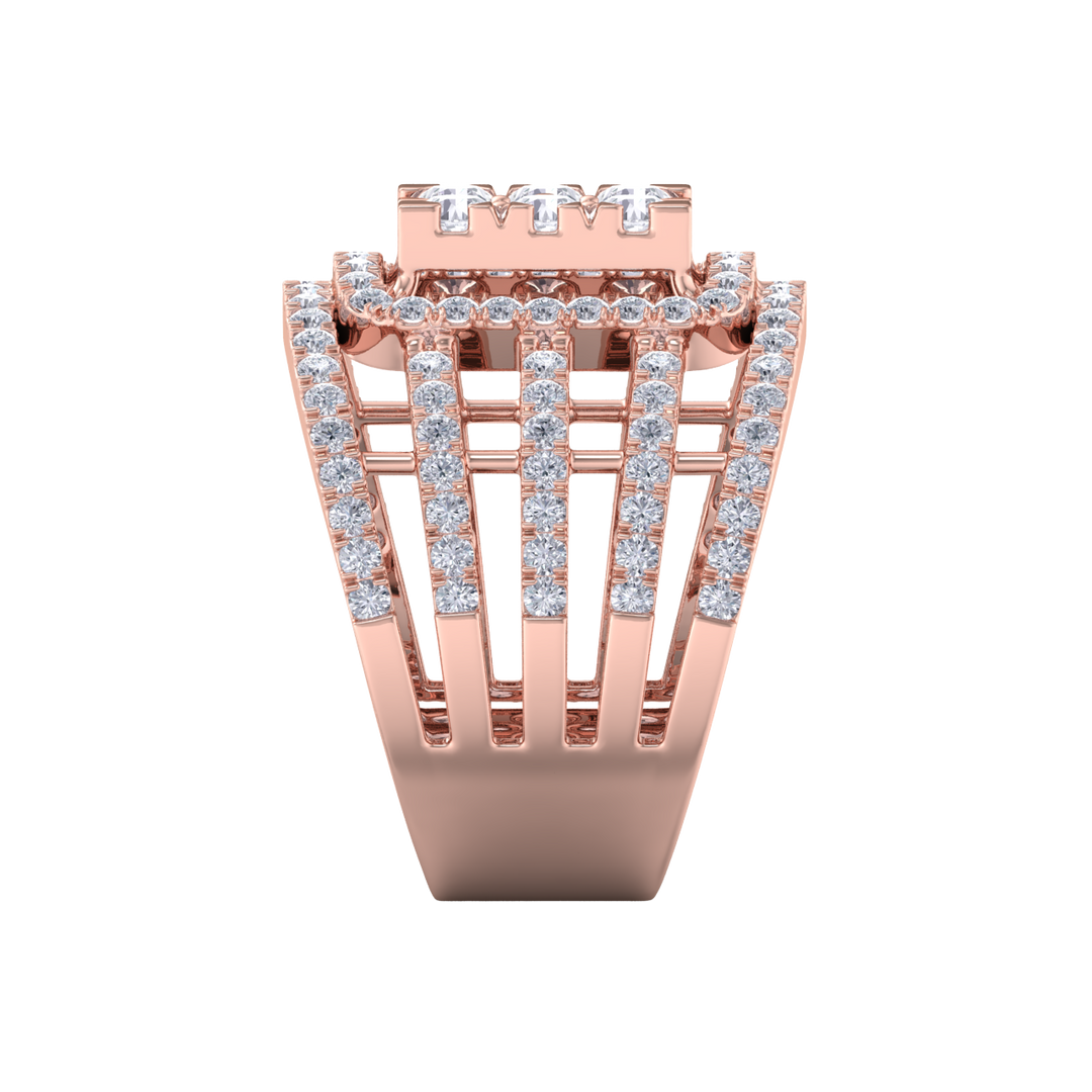 Statement Diamond ring in rose gold with white diamonds of 1.52 ct in weight