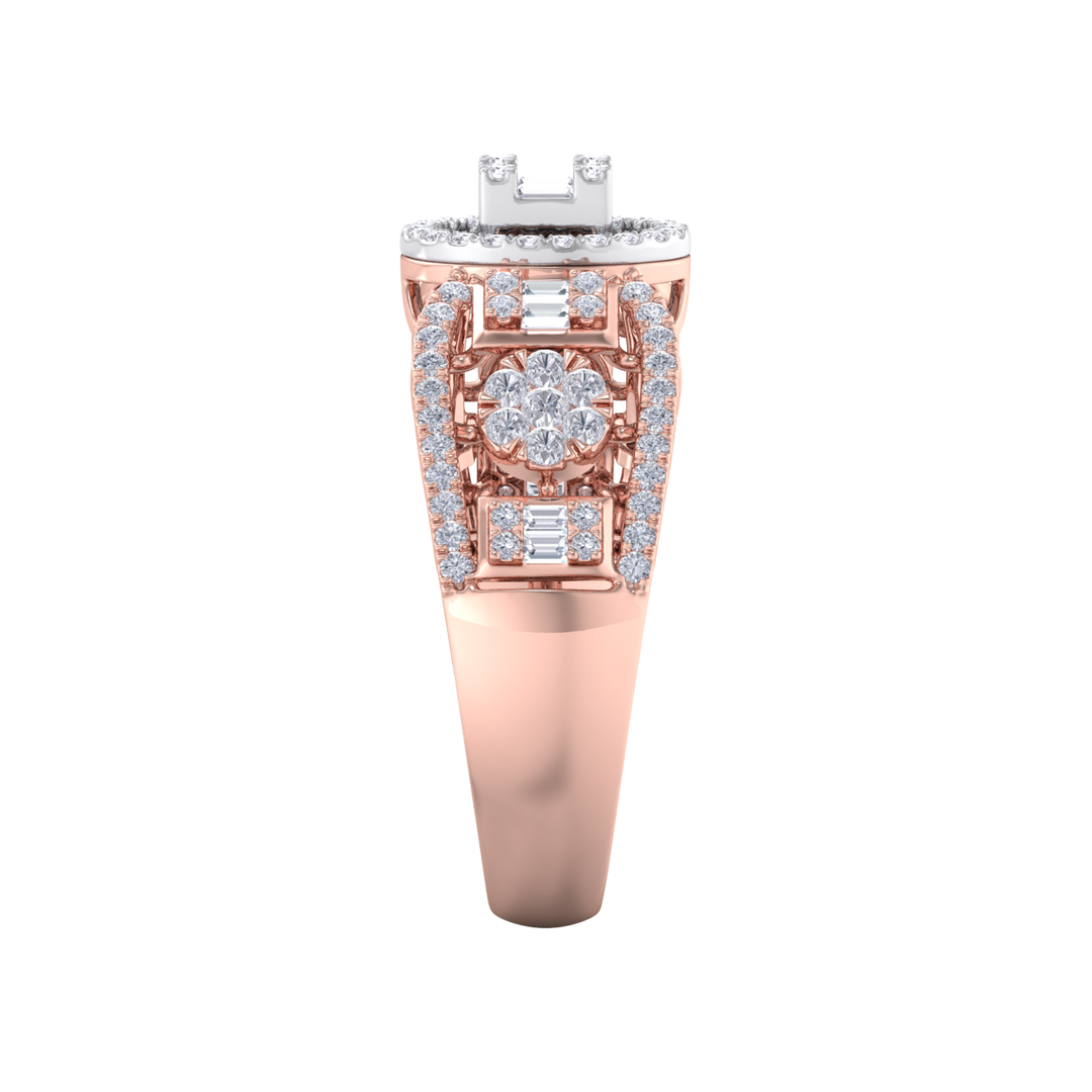 Diamond ring in yellow gold with white diamonds of 0.99 ct in weight